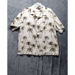 Reel Legends Hawaiian Shirt Mens XL Casual Button Up Palm Tree Pocket Tropical